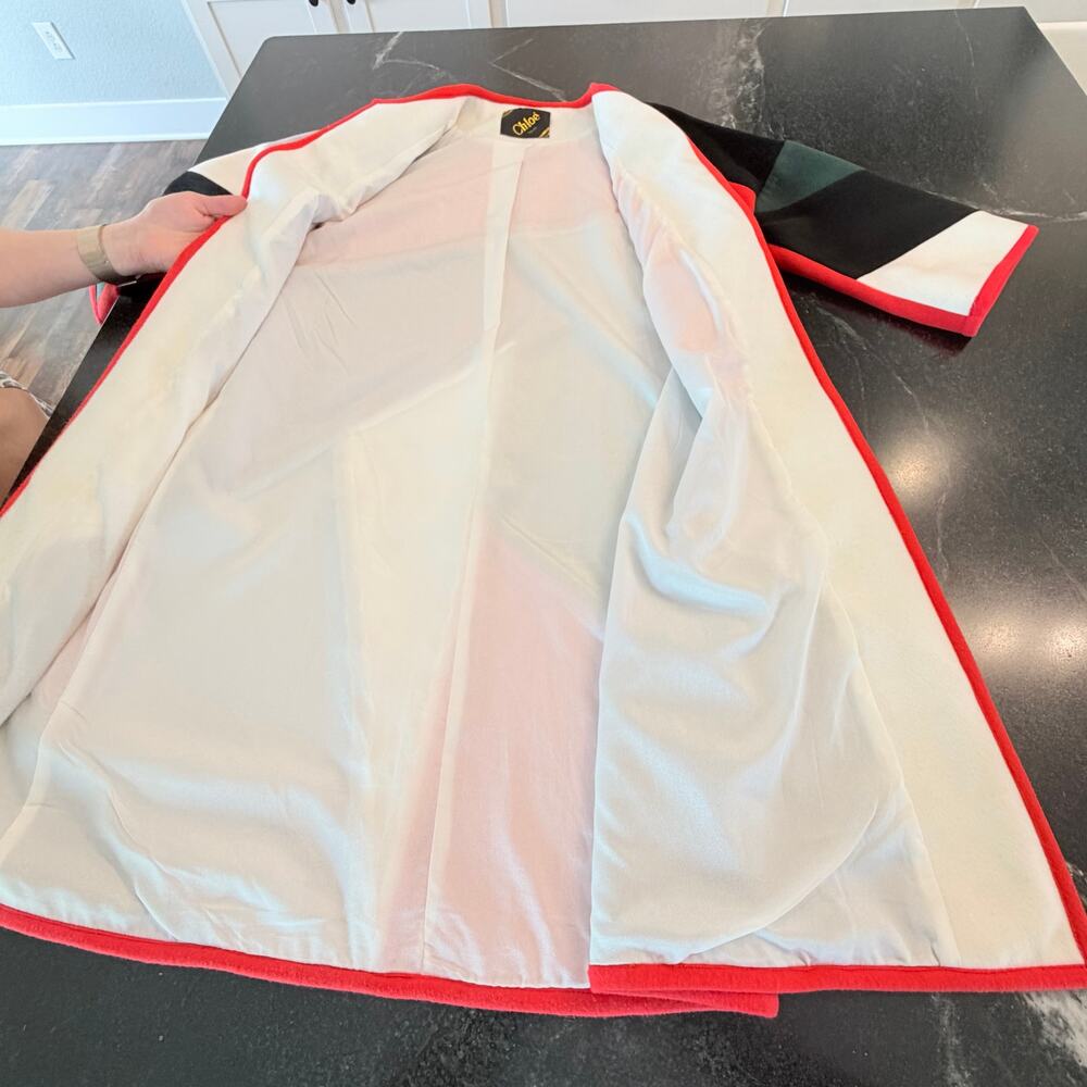 Vintage Chloe Paris Mod Colorblock Swing Coat Designer Trapeze M - Picture 6 of 12